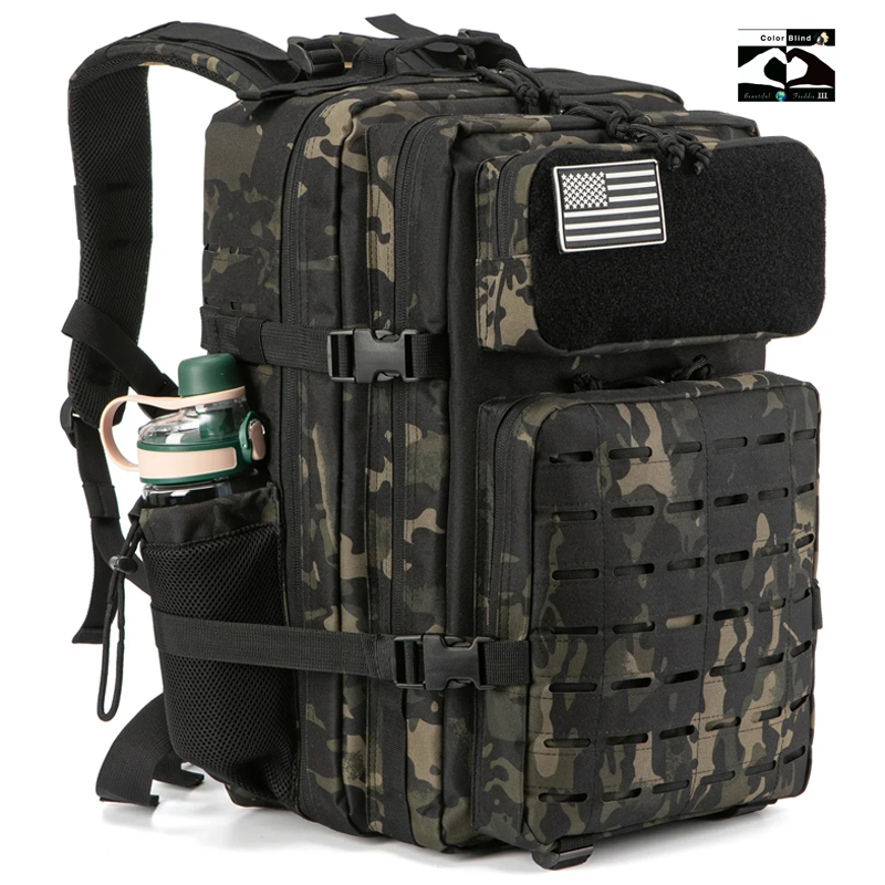25L/45L Tactical Backpack Outdoor for Women/men Laser Cut Molle Hiking 3Day pack School Bag Gym Rucksack with Dual Cup Holder