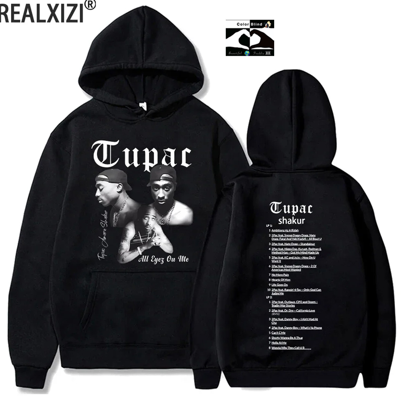 Tupac Hoodies 2pac Sweatshirts Rapper Printed Hoodie Streetwear Y2k Sweater Casual Loose Sweatshirt Autumn Fleece Pullover Hoody