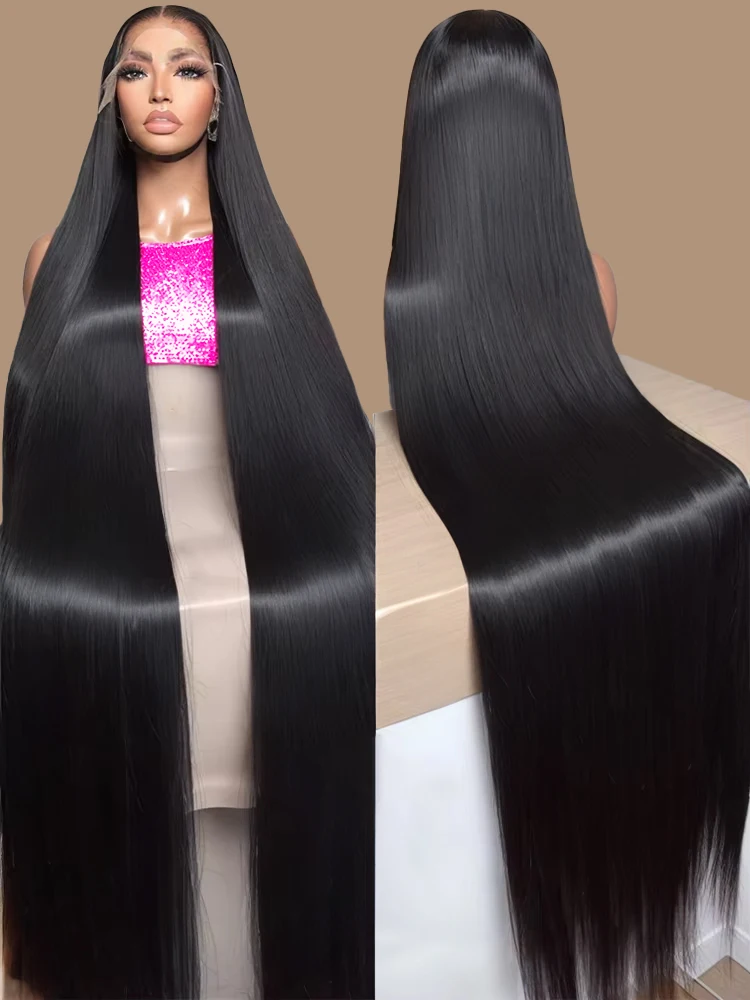 300% High Density 40 46 Inch Bone Straight 13×6 HD Lace Front Wigs Human Hair Brazilian 13×4 360 Full Lace Frontal Wig Pre Pluck