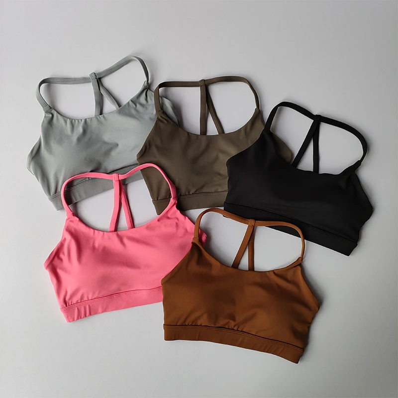 Nude Gathering Sports Bra Women’s Sexy Back Shockproof Fitness Bra Quick Drying Pilates Training Sports Running Yoga Tank Top