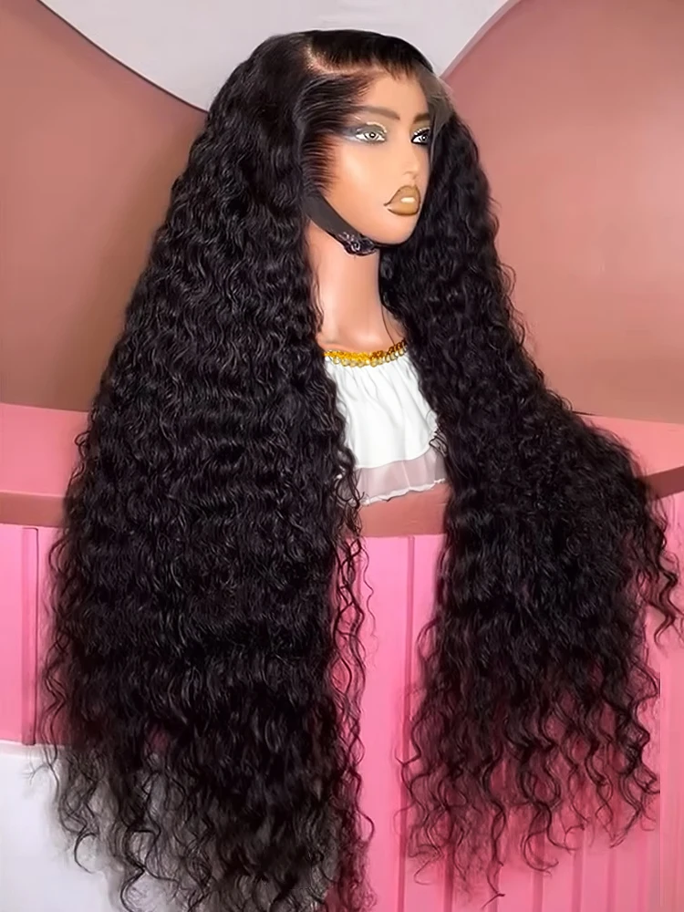 30 40Inch Curly Wigs 13×6 HD Transparent Lace Frontal Human Hair Deep Wave Frontal Wig 250% Density Raw Hair Brazilian For Women