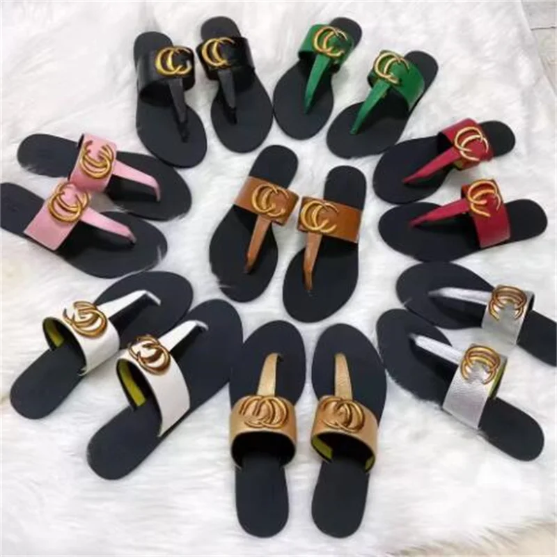 2025 new flat flat flip-flops non-slip pair of leather women’s slip-on sandals sandals sandals beach shoes