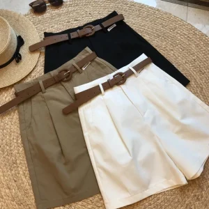 new-wide-leg-shorts-for-women-2024-summer-thin-cotton-a-line-short-pants-office-lady-classic-loose-casual-zipper-womens-shorts