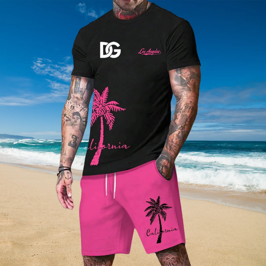 Men’s New T-shirt Set Sports Quick-drying Short-sleeved Set Breathable Large-size Set Crew Neck New Fashion Set Clothes for Men