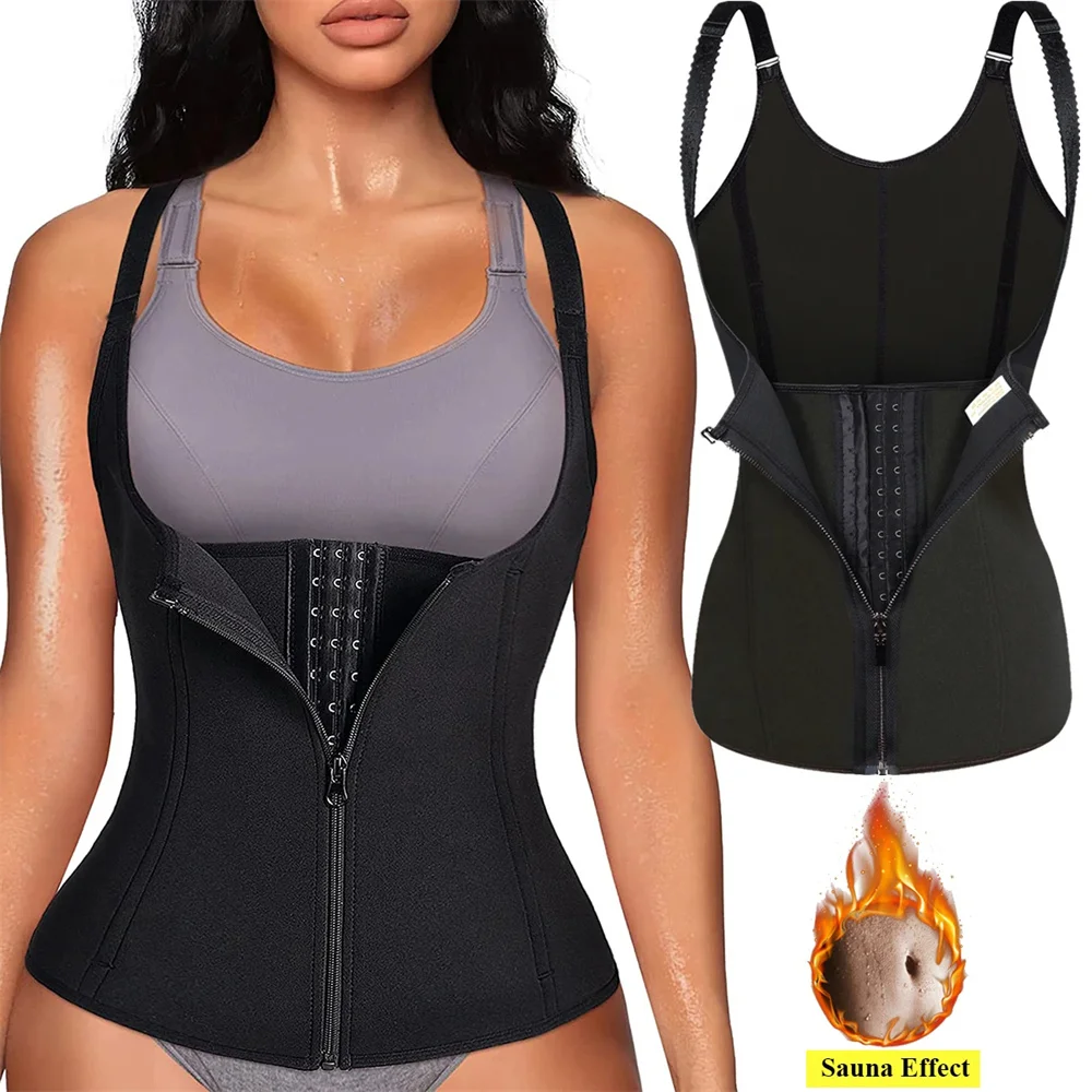 Waist Trainer Tank Top For Women Zipper Body Shaper Tummy Control Sleeveless Top Women’s Activewear Body Shaping Underwear