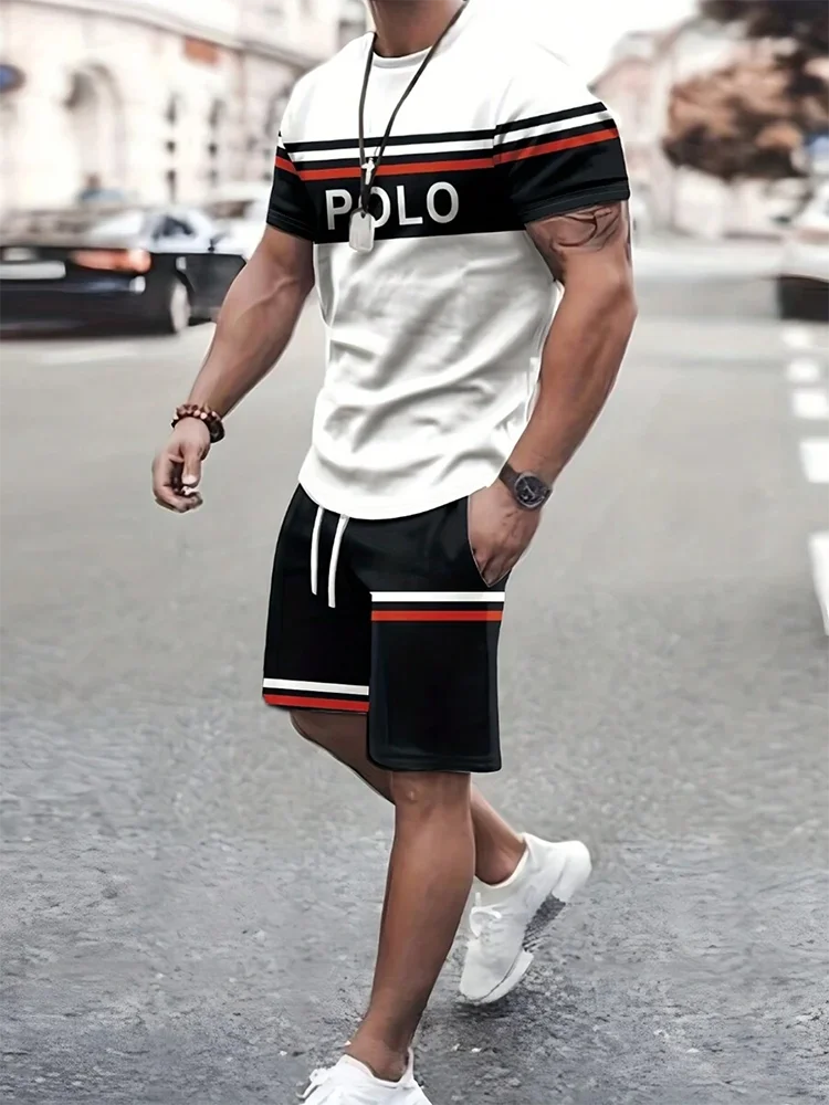 Summer Everyday Casual Men’s T-shirt Shorts Set Urban Street Fashion Men’s Short-sleeved Outdoor Sports Men’s Shorts 3D Printing