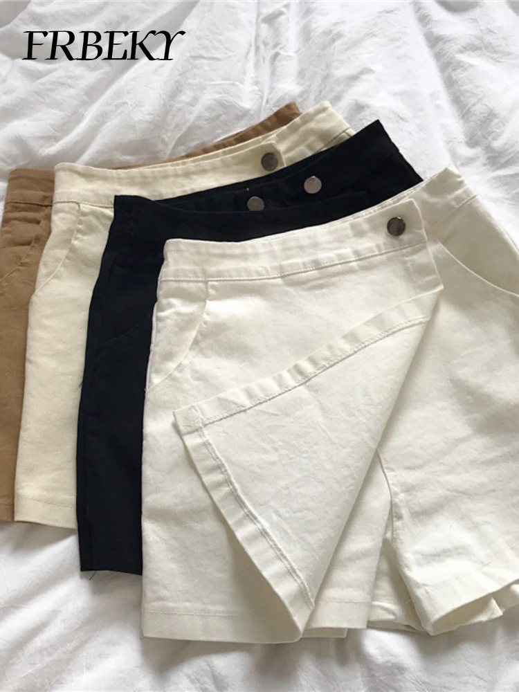 Summer Solid Color Shorts Korean Fashion High Waist Casual A-line Pants Skirt Loose Wide Leg Pants Shorts for Women Streetwear
