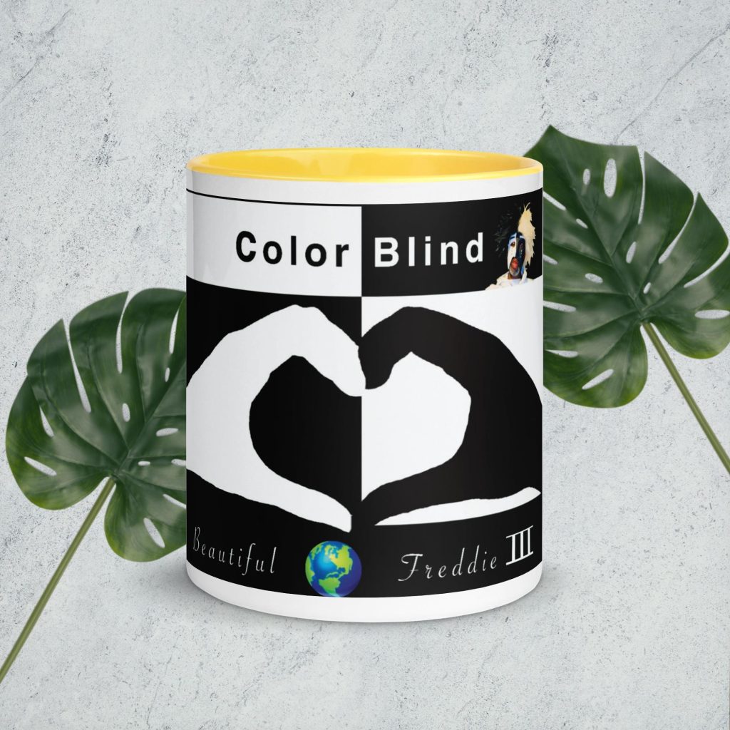 white ceramic mug with color inside yellow 11 oz front 682b654009df6
