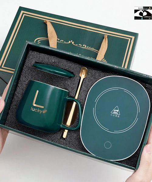 400ml Creative Coffee Mug /Heating Pad Giftset 55° Constant-Ceramic Coffee Cup Smart Thermostat Coaster For Friends Familys