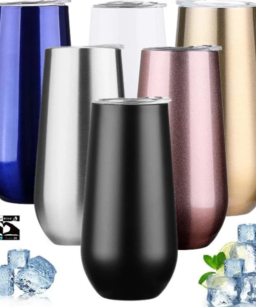 6oz Stainless Steel Thermos Champagne Tumbler Cup With Lids Wine Glass Beer Cup Wedding Party Festival Mug Gift
