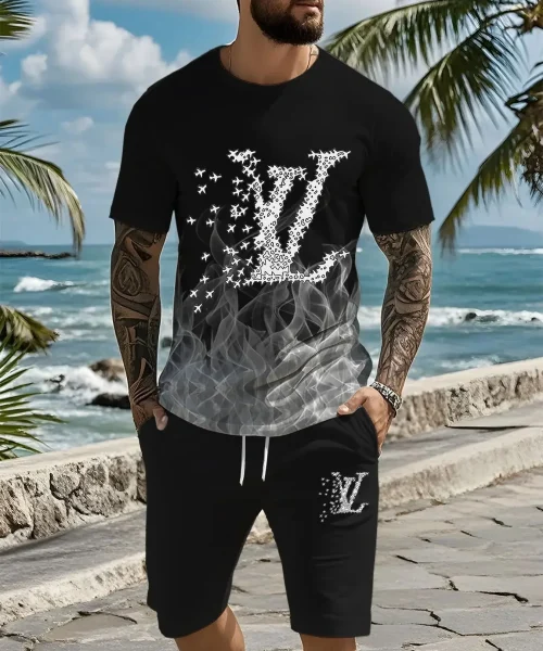 2025 Men’s Luxury Quick-drying T-shirt Set American Luxury Brand Casual, Comfortable and Breathable High-end T-shirt Shorts Y2K