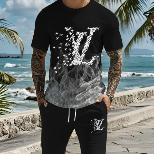 2025 Men’s Luxury Quick-drying T-shirt Set American Luxury Brand Casual, Comfortable and Breathable High-end T-shirt Shorts Y2K