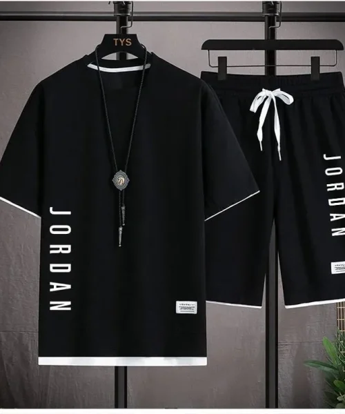 2024 Men’s Summer Waffle Set Brand Fashion Casual T-shirt+Shorts Set Men’s Sports Set Loose ComfortableSlow RunningQuick Dr