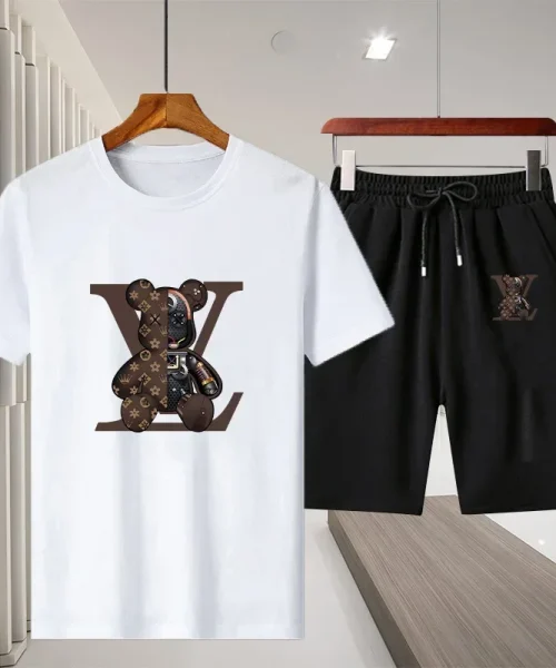 2025 Summer men’s outdoor leisure fitness jogging set Breathable short sleeve T-shirt + quick drying shorts two-piece set