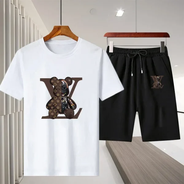 2025 Summer men’s outdoor leisure fitness jogging set Breathable short sleeve T-shirt + quick drying shorts two-piece set