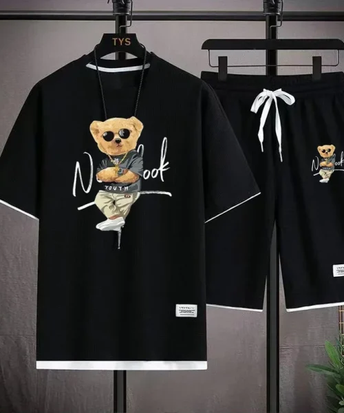2024 Summer men’s sportswear set Japanese fashion Harajuku Sportswear men’s casual short-sleeved T-shirt + shorts 2-piece set