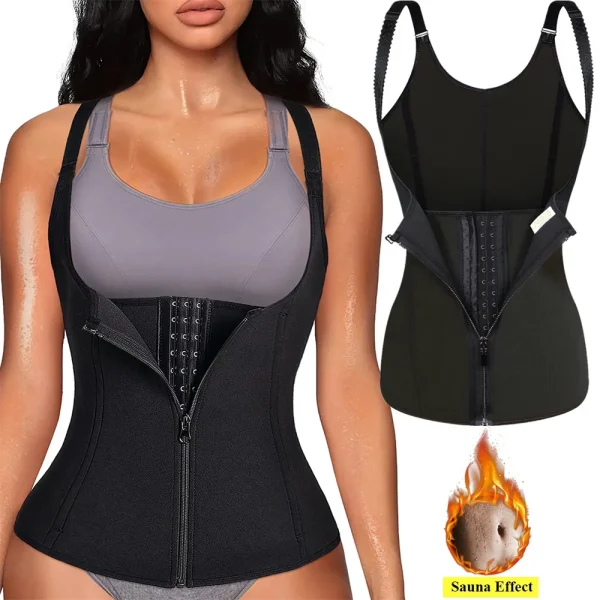 Waist Trainer Tank Top For Women Zipper Body Shaper Tummy Control Sleeveless Top Women’s Activewear Body Shaping Underwear