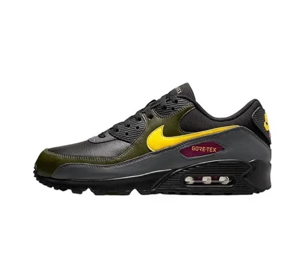 Nike Air Max 90 Vintage Men’s Running Shoes Wear Resistant Shock Absorption Breathable Black Yellow Sneakers Retros