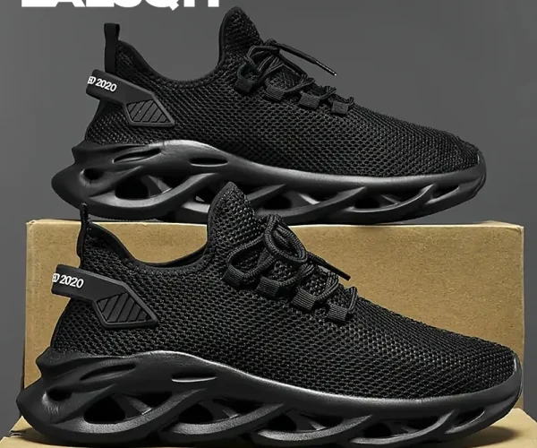 Men Sports Running Black Jogging Shoes Casual Sneakers Brown Outdoor Breathable Mesh Women Light Shock-absorption Black Tennis
