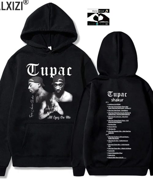 Tupac Hoodies 2pac Sweatshirts Rapper Printed Hoodie Streetwear Y2k Sweater Casual Loose Sweatshirt Autumn Fleece Pullover Hoody