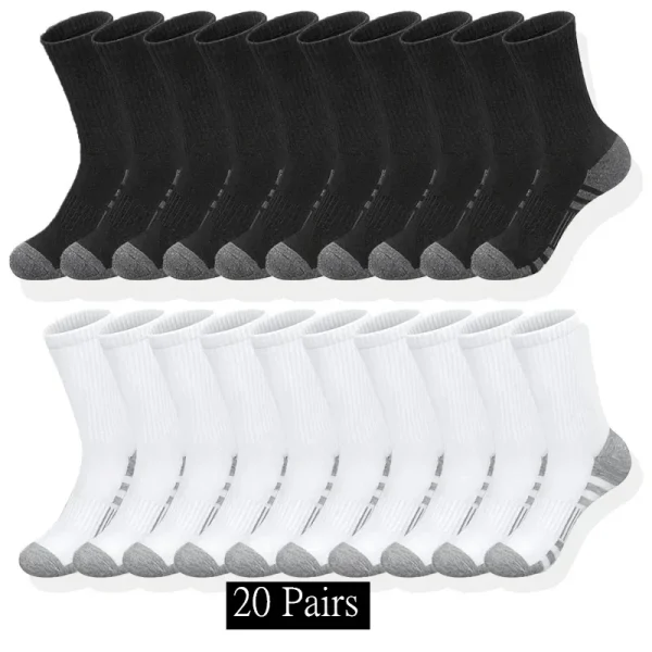 10/20/30 Pairs Men’s Classic Crew Socks Unisex Sports Socks for Men Running Basketball Anti-slip Outdoor Breathable Man Socks